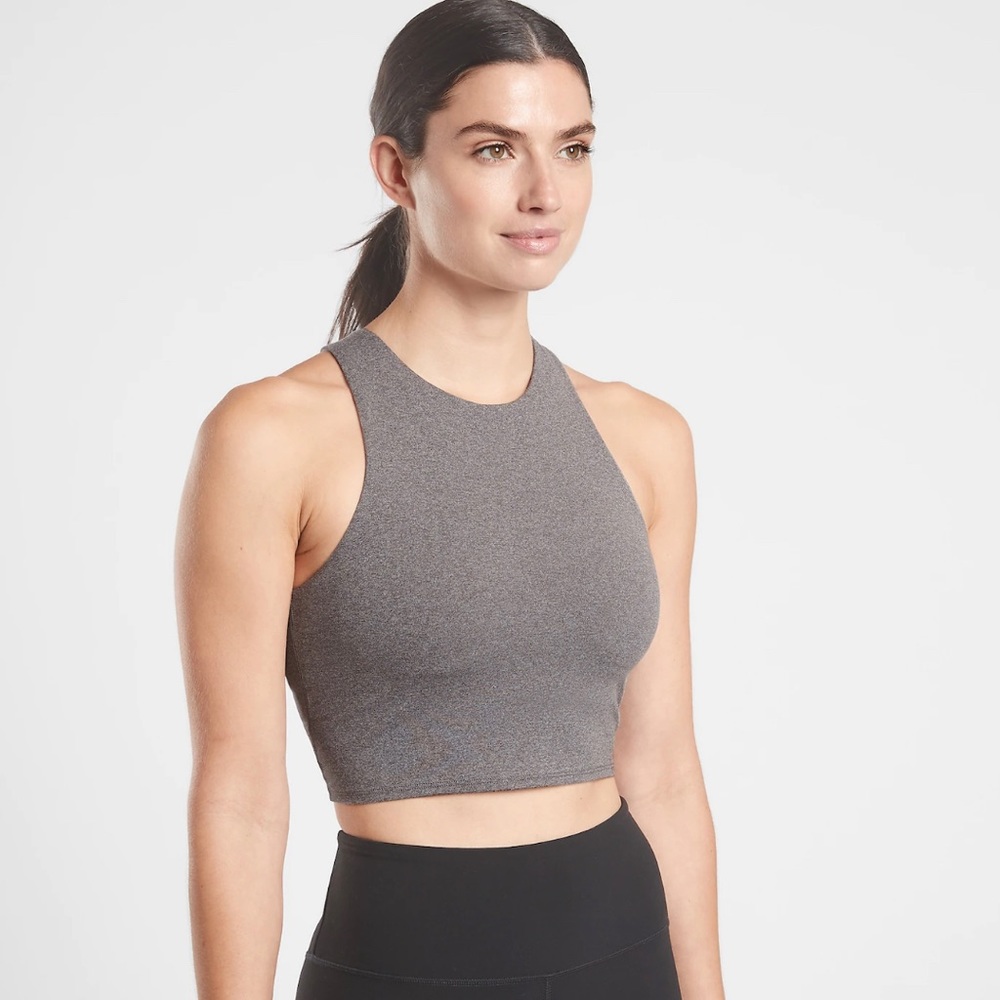 Athleta Conscious Crop DD heather M sports bra